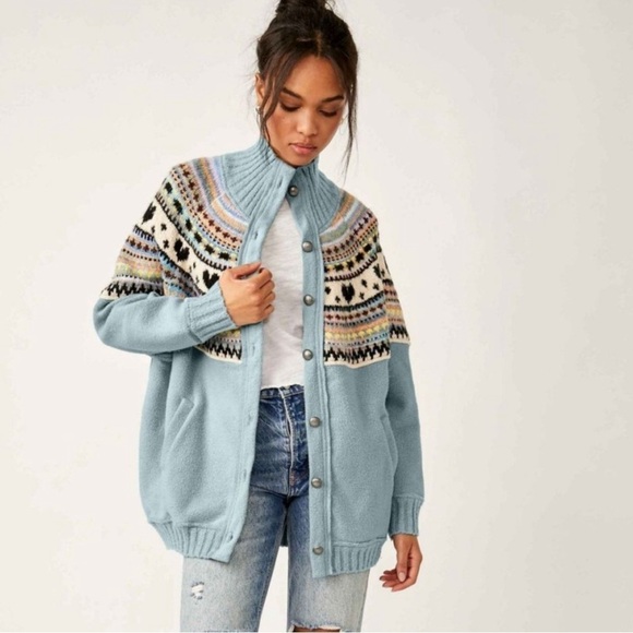 Free People Sweaters - Free People Emily knit and soft felted button up sweatshirt size Medium NWT